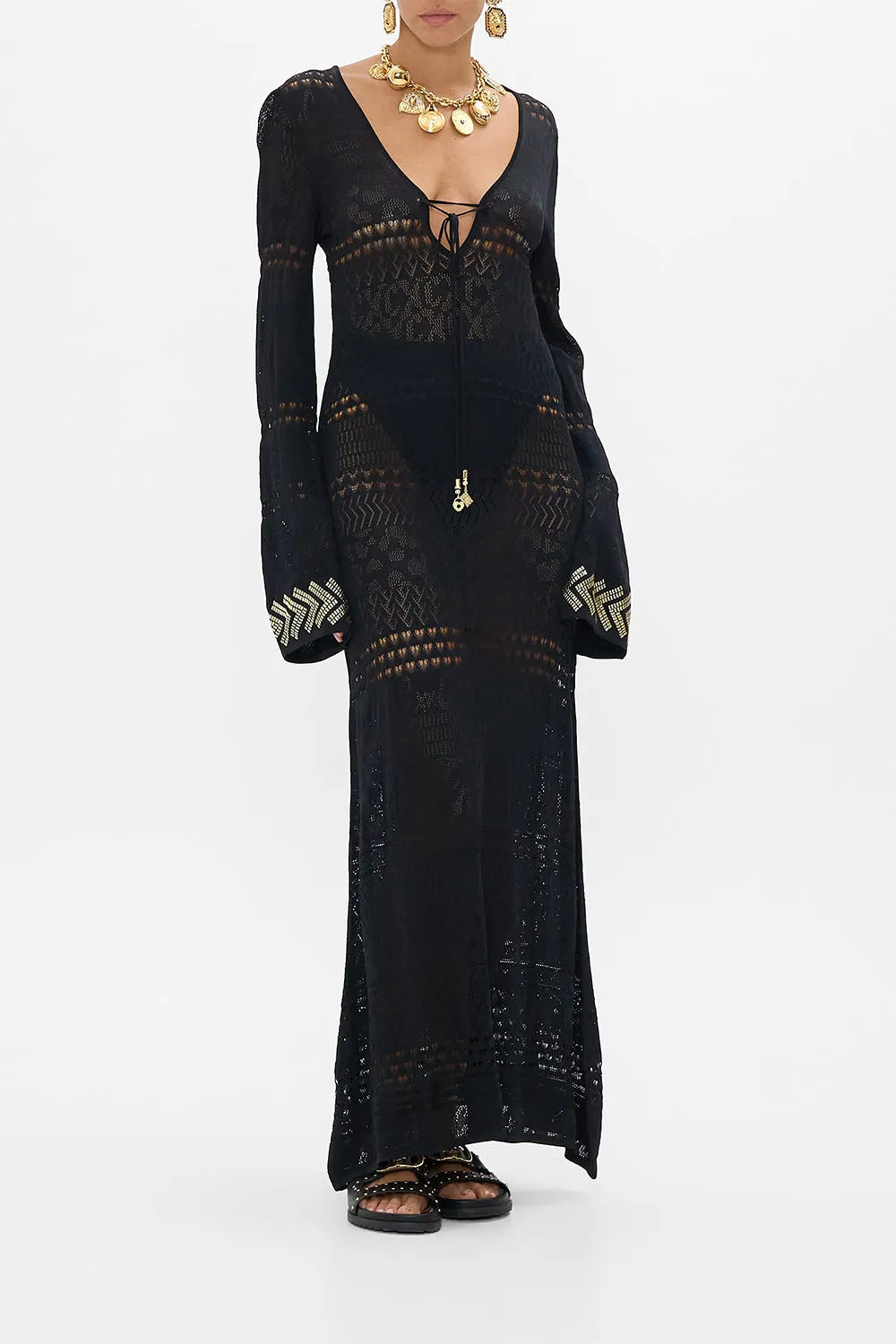 LACE UP KNIT DRESS CAT WORSHIP