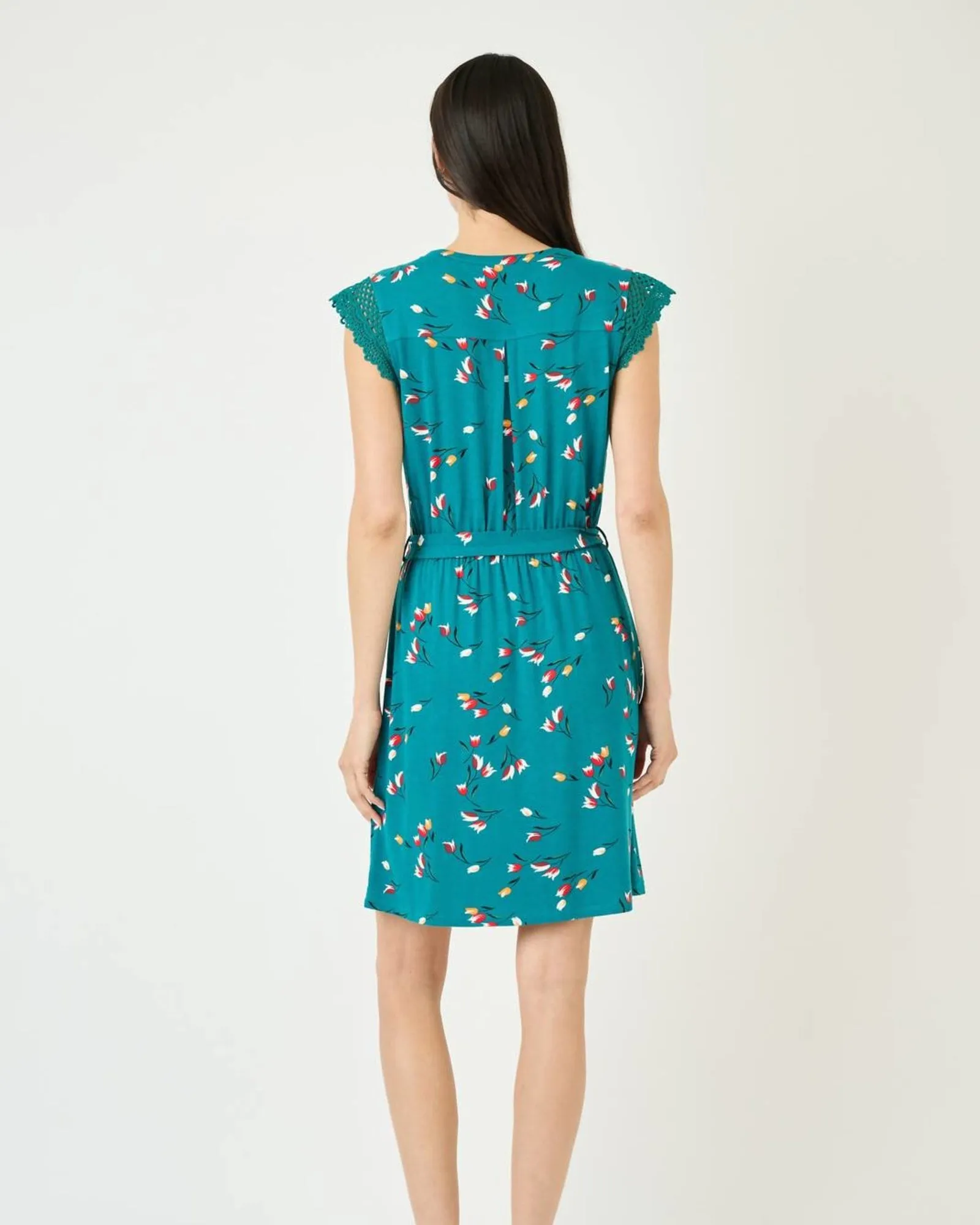 Lailah Floral Knit Dress in Slate Teal | Slate Teal