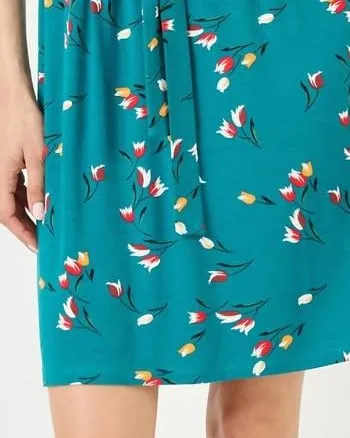 Lailah Floral Knit Dress in Slate Teal | Slate Teal