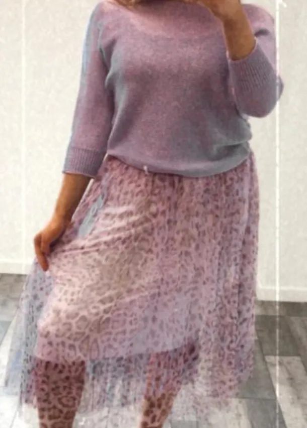 Leonardo Leopard Print Tulle Skirt One Size
