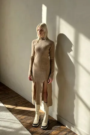 Long Knit Dress - Beige