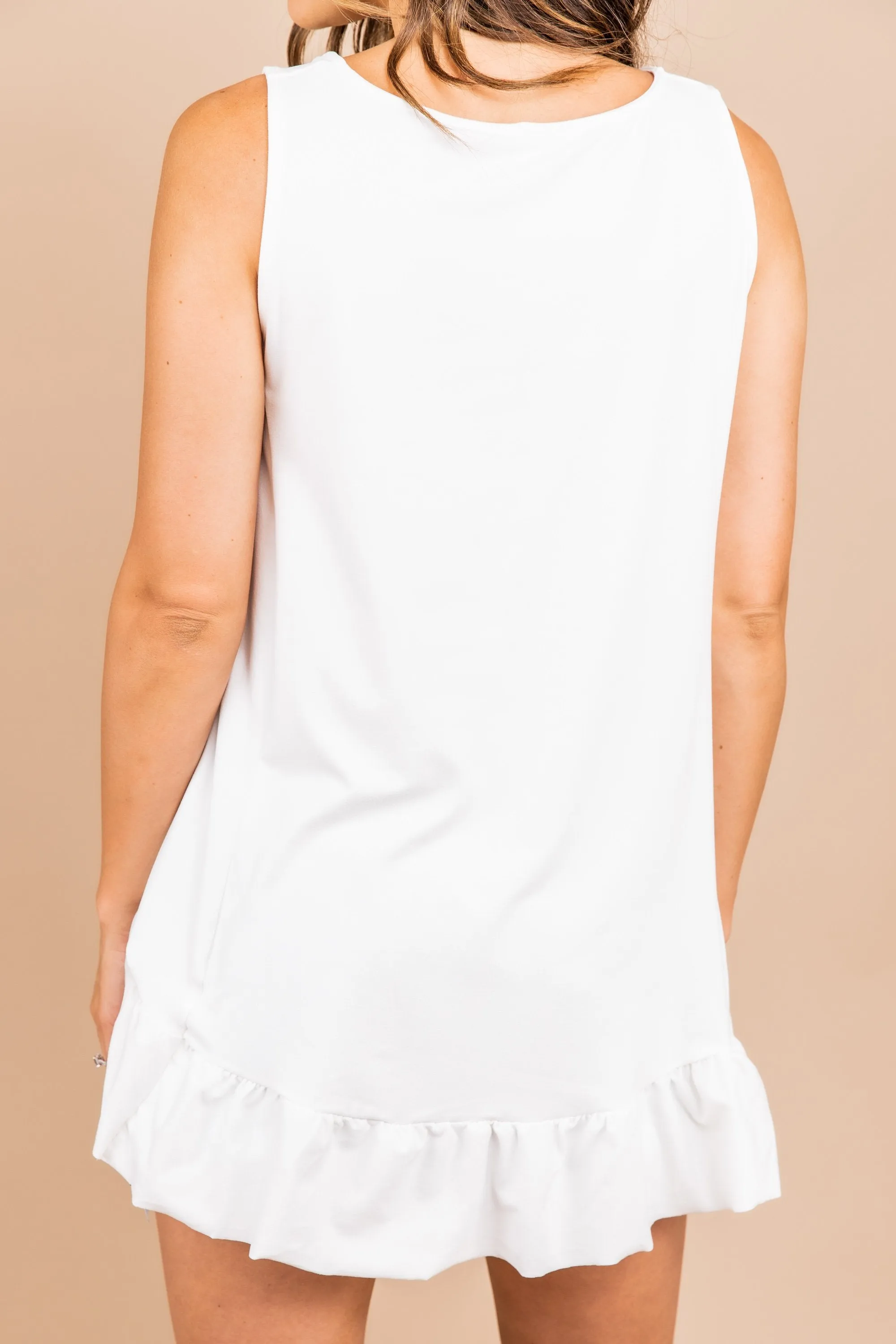 Love At First Sight Ivory White Ruffled Tank