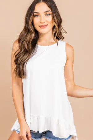 Love At First Sight Ivory White Ruffled Tank