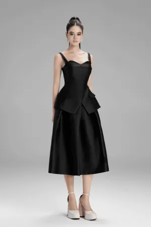Lucy A-line Draped Taffeta Midi Skirt