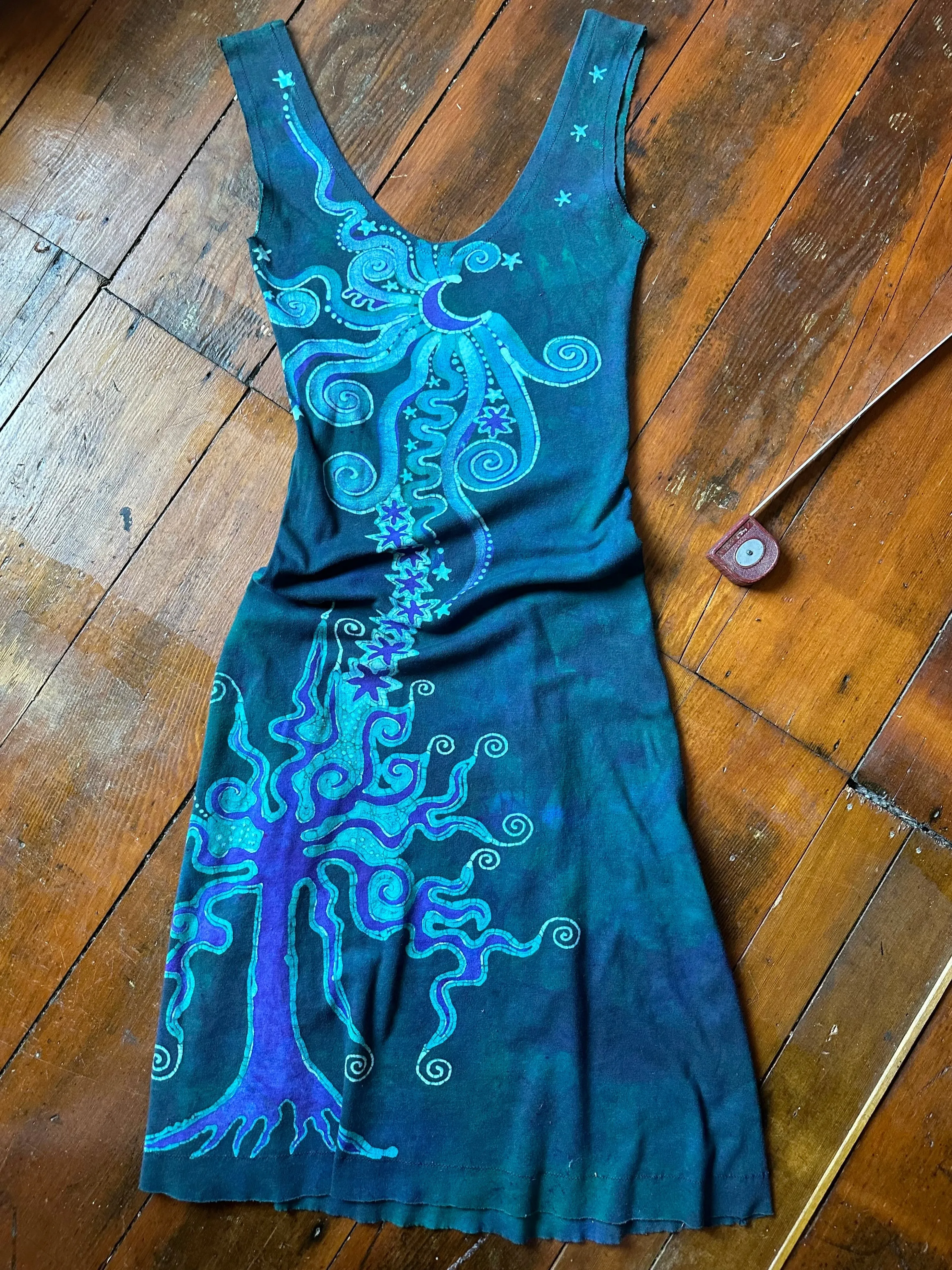 Magnificent Teal Tree Handmade Batik Dress - Size M