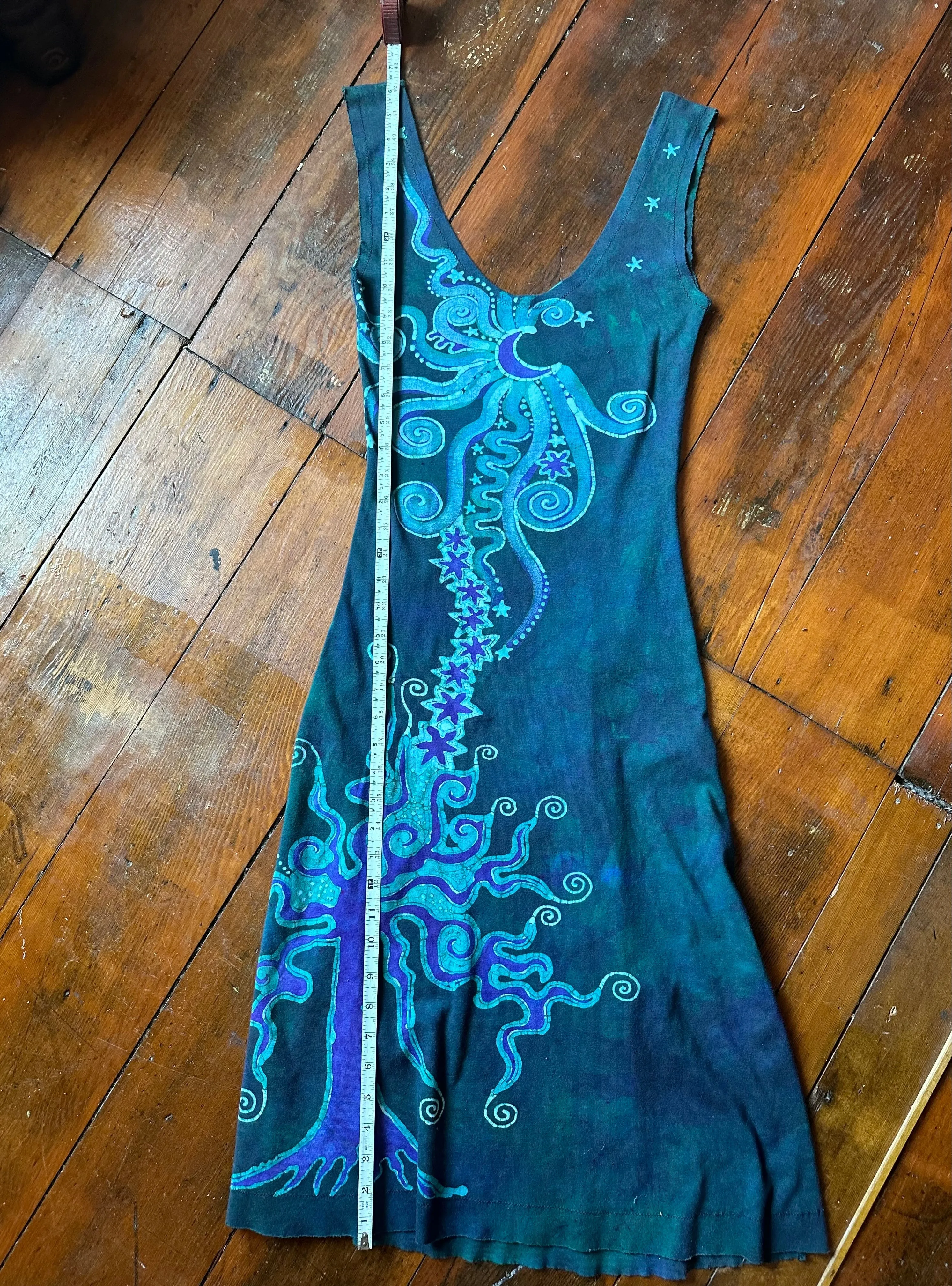 Magnificent Teal Tree Handmade Batik Dress - Size M