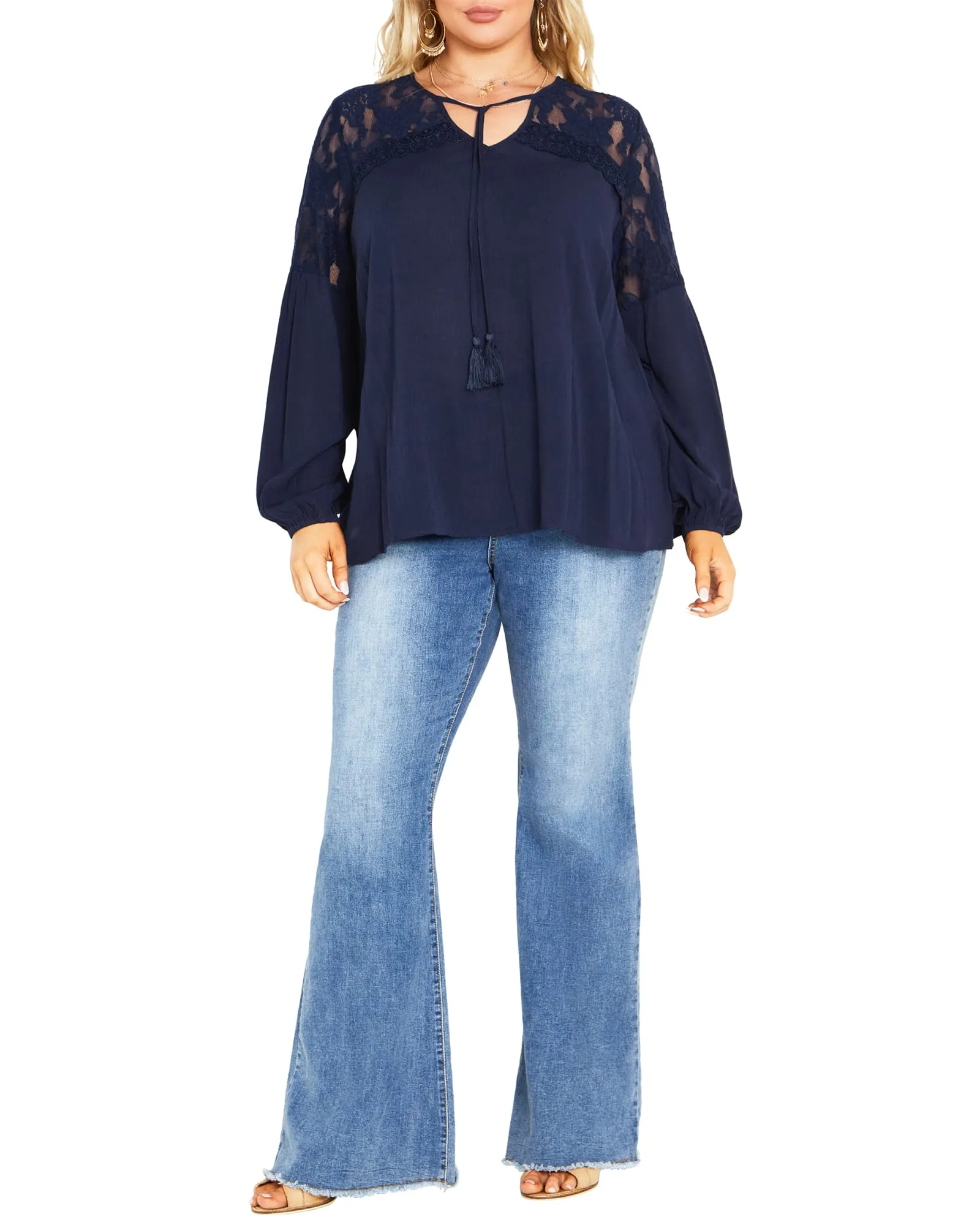 Marcia Lace Top | Navy