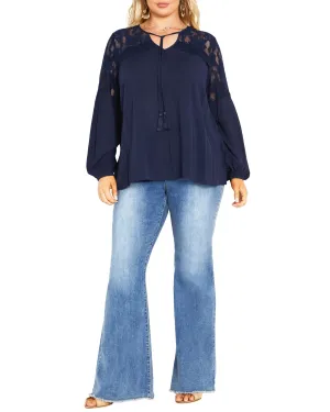 Marcia Lace Top | Navy