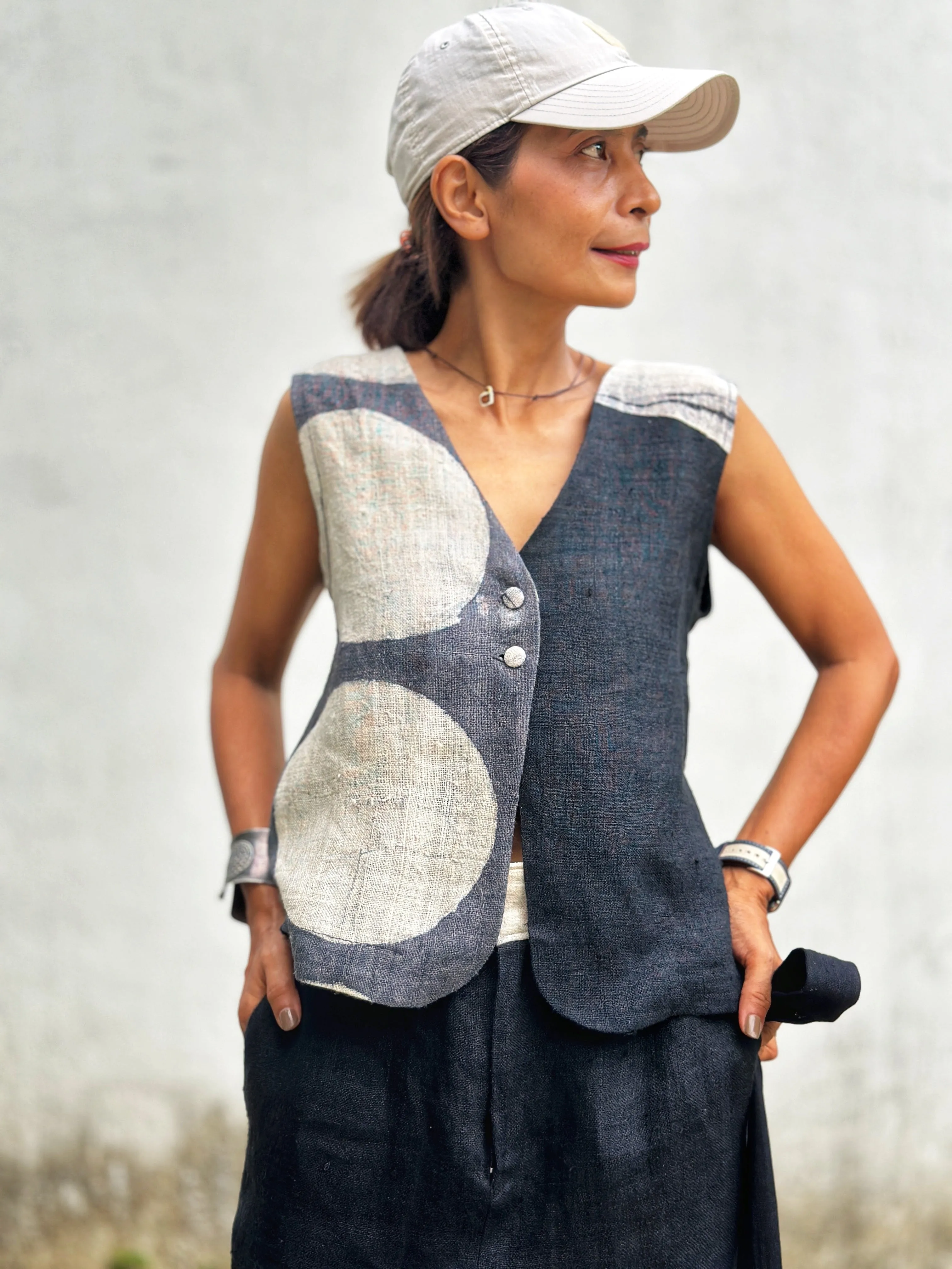 Matching skirt and top (shibori and dot)