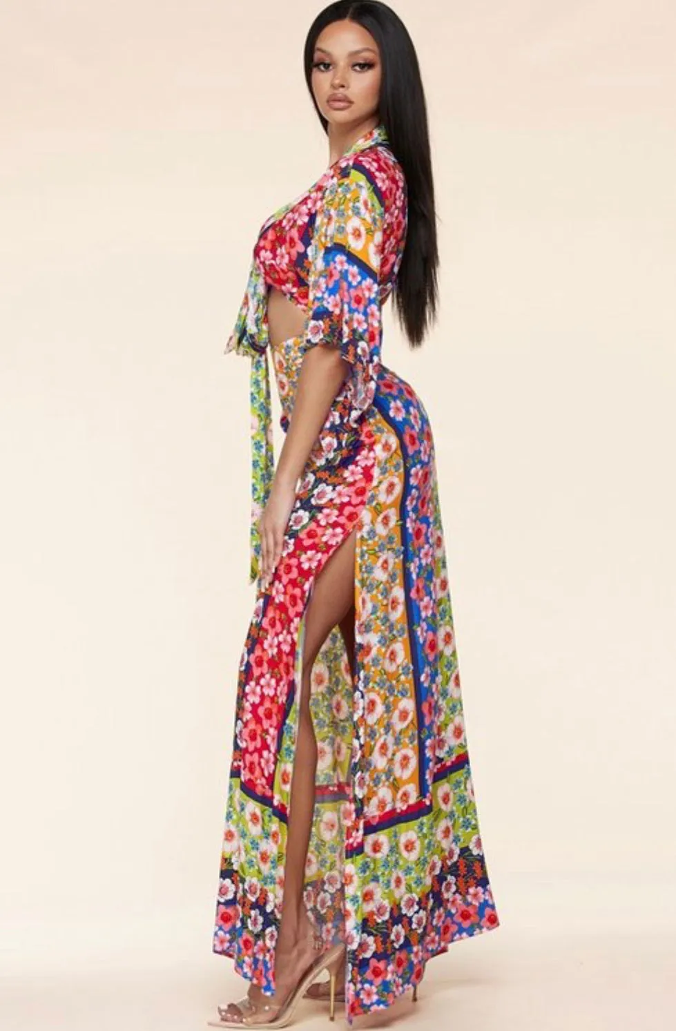 Mauritius Nights Maxi skirt with Split Crop Set