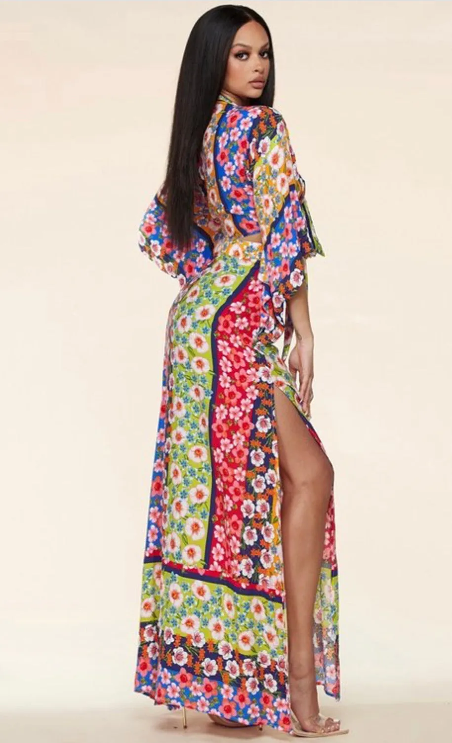 Mauritius Nights Maxi skirt with Split Crop Set