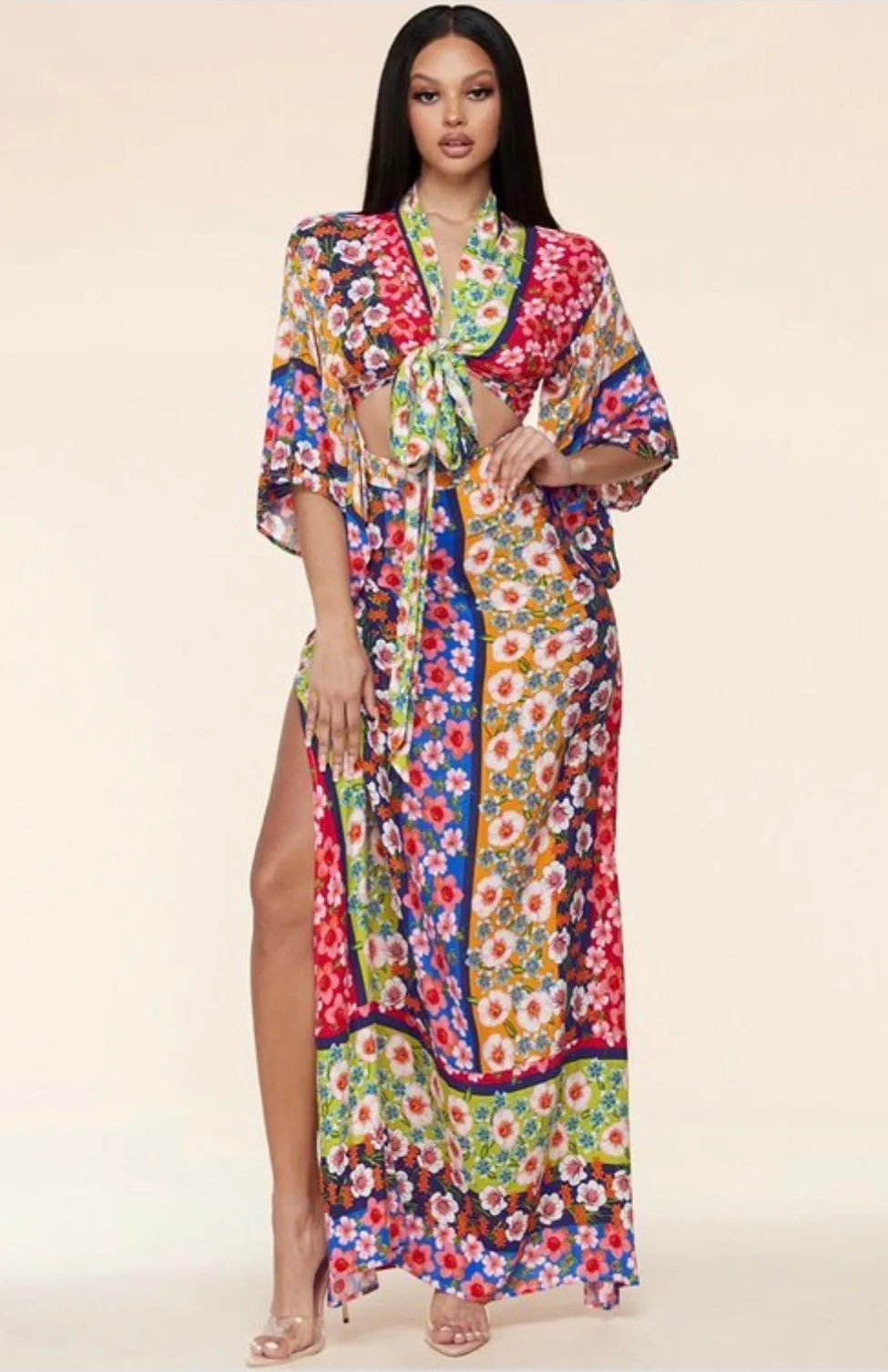 Mauritius Nights Maxi skirt with Split Crop Set
