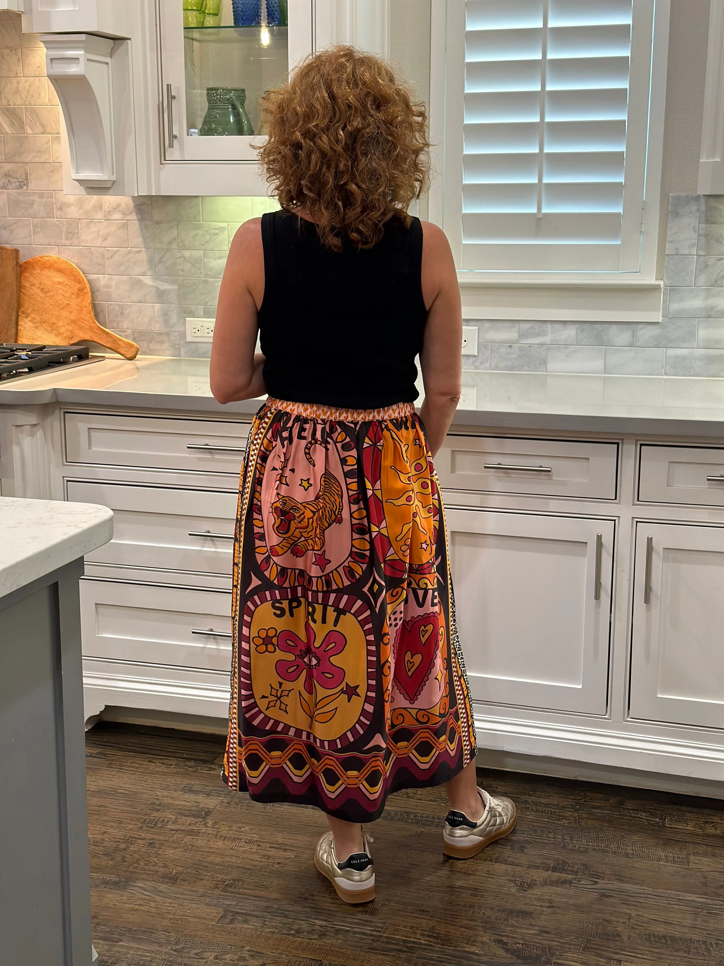 Me369 Sunset Printed Midi Skirt
