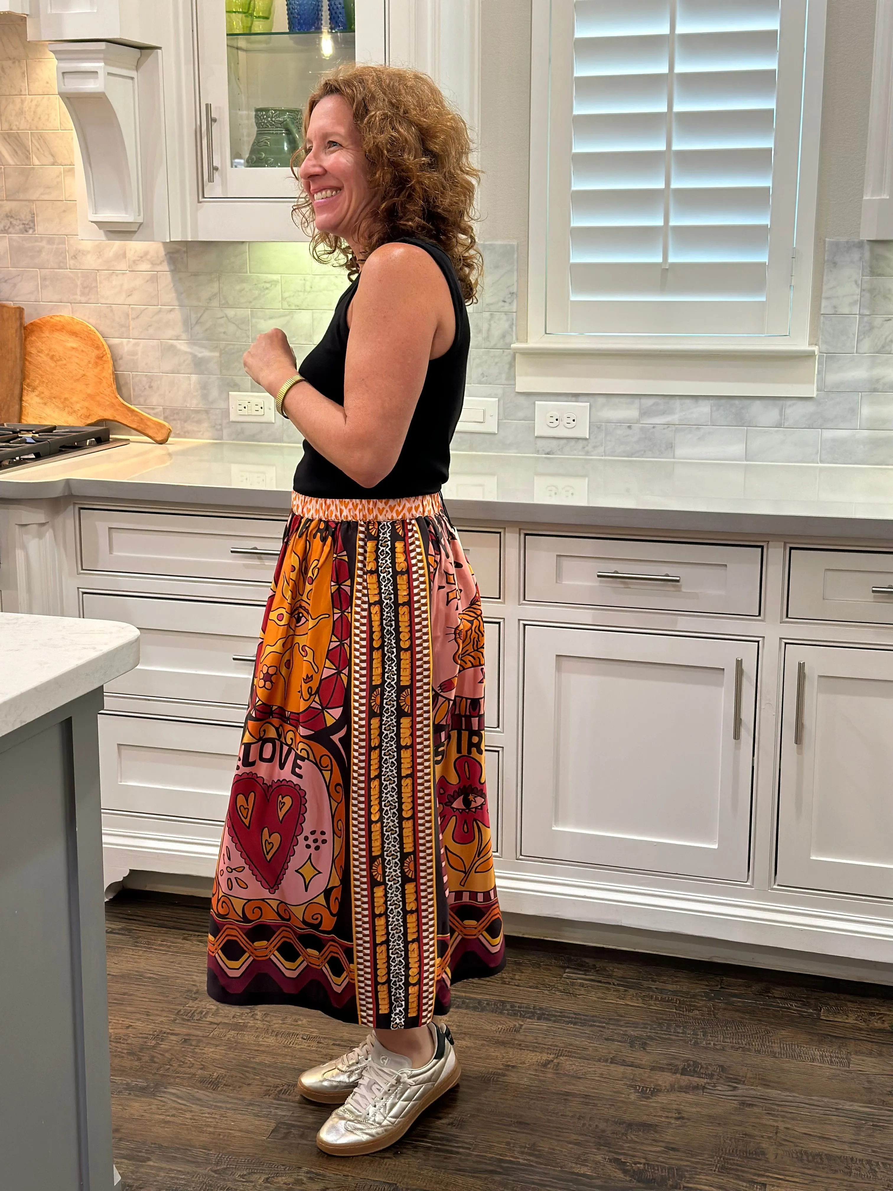 Me369 Sunset Printed Midi Skirt