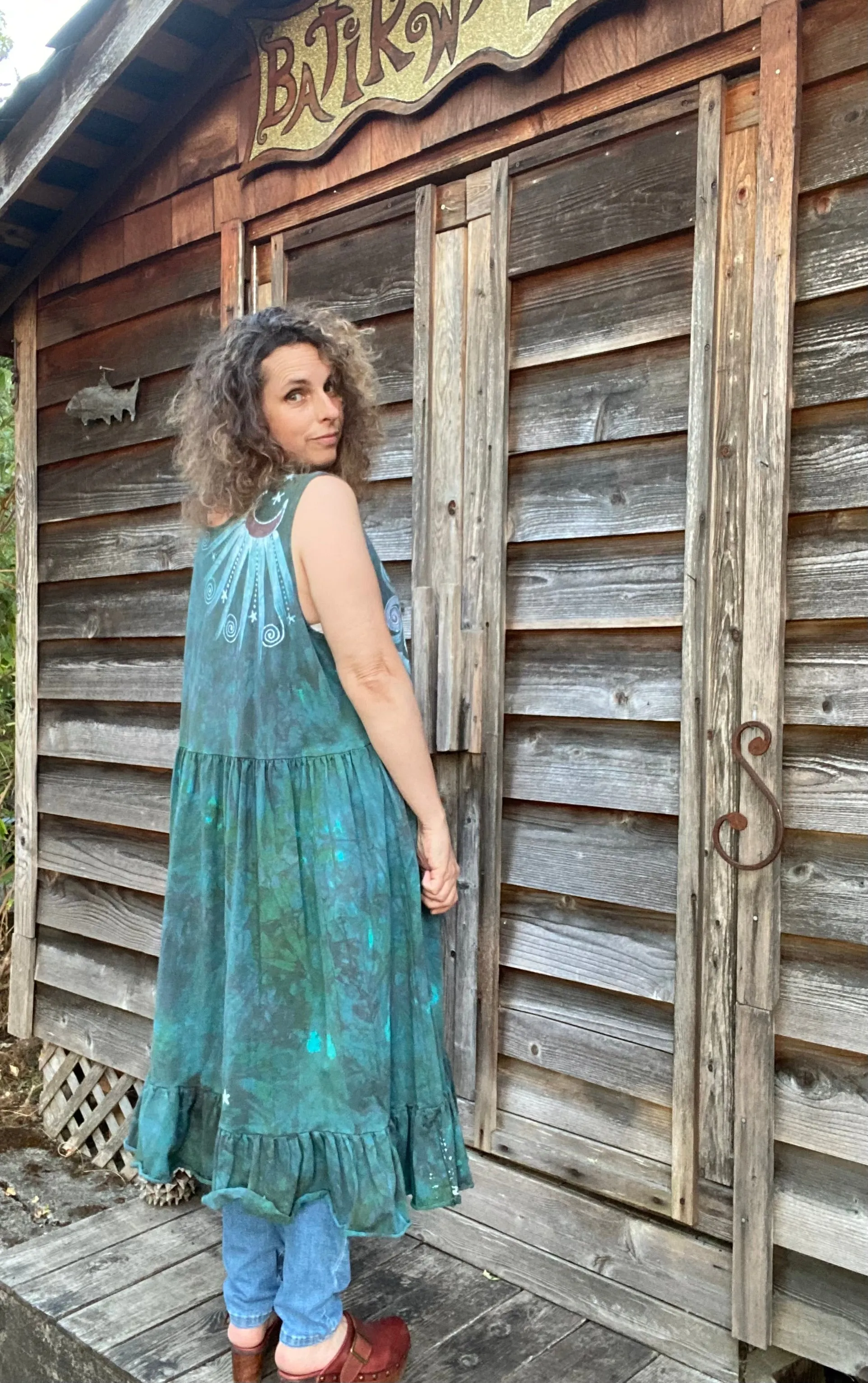 Mist in the Moss Green Forest - Farmer's Market Pocket Dress - Size 3X