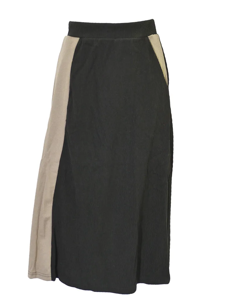 Modaliani Ribbed Colorblock Midi Skirt