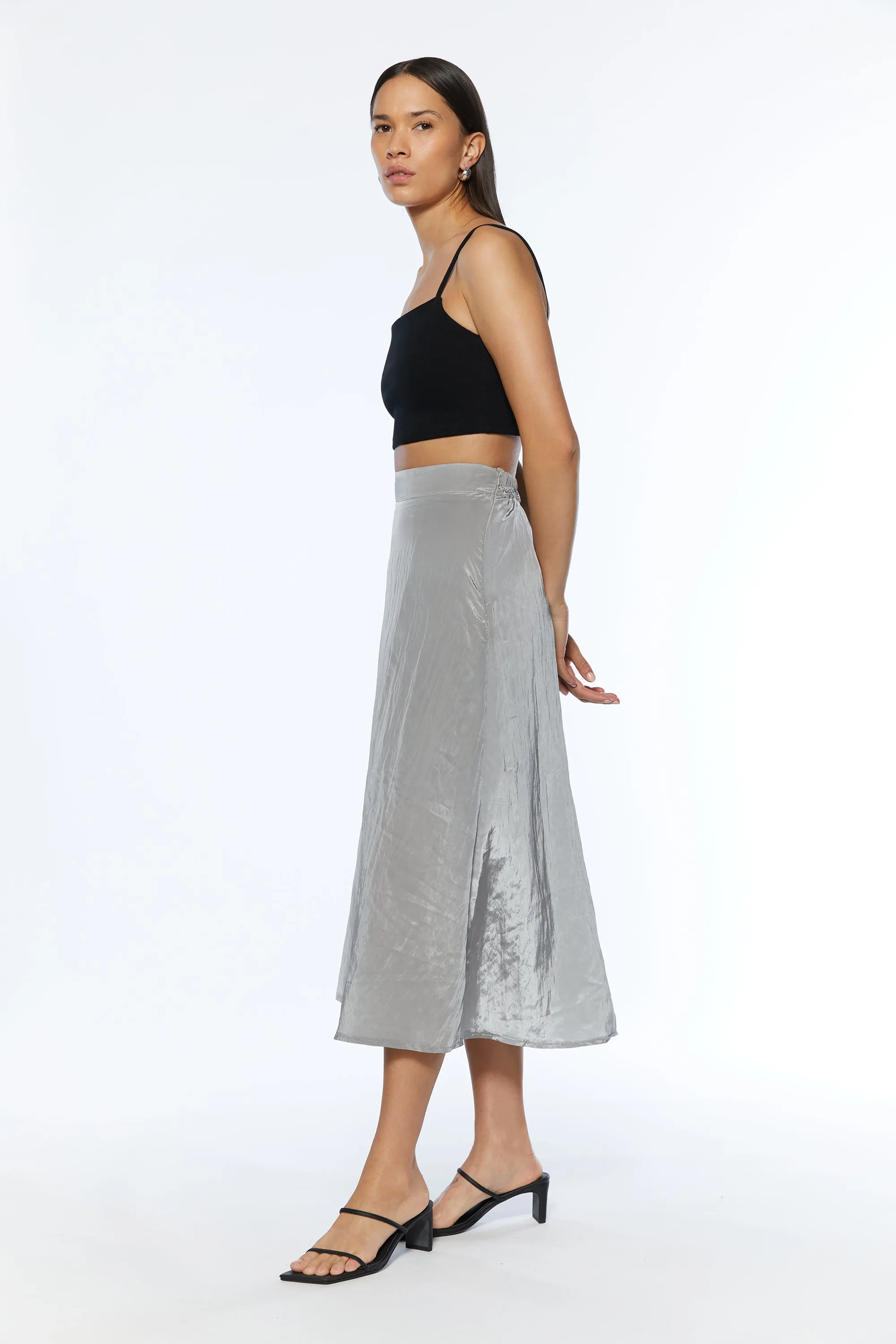 NYLON MIDI SKIRT