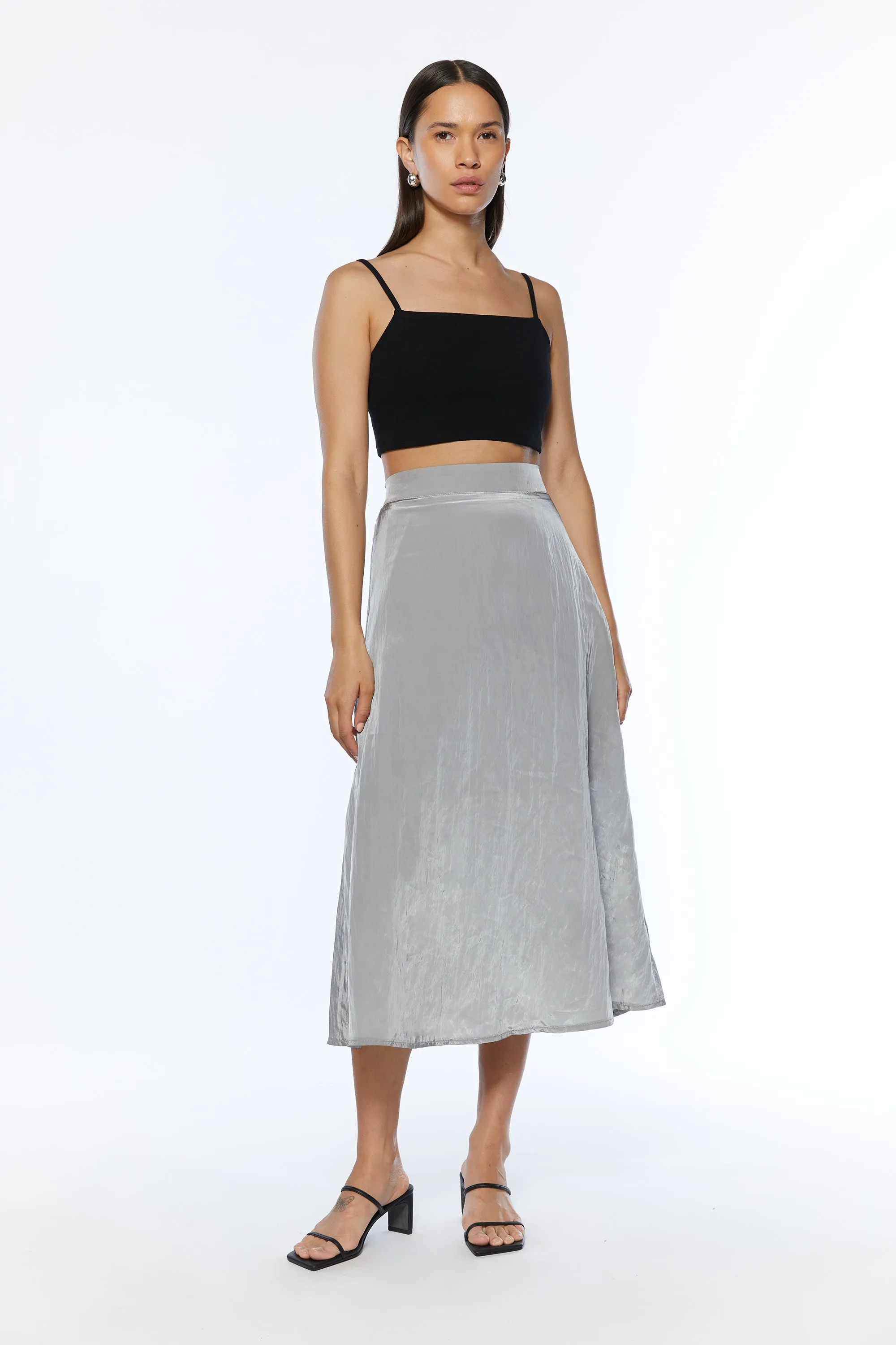 NYLON MIDI SKIRT