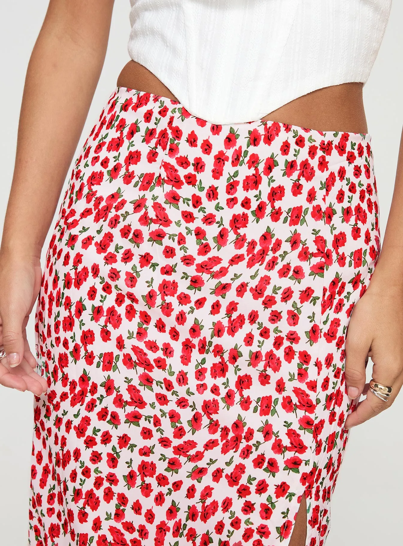 Octalie Maxi Skirt Red Floral