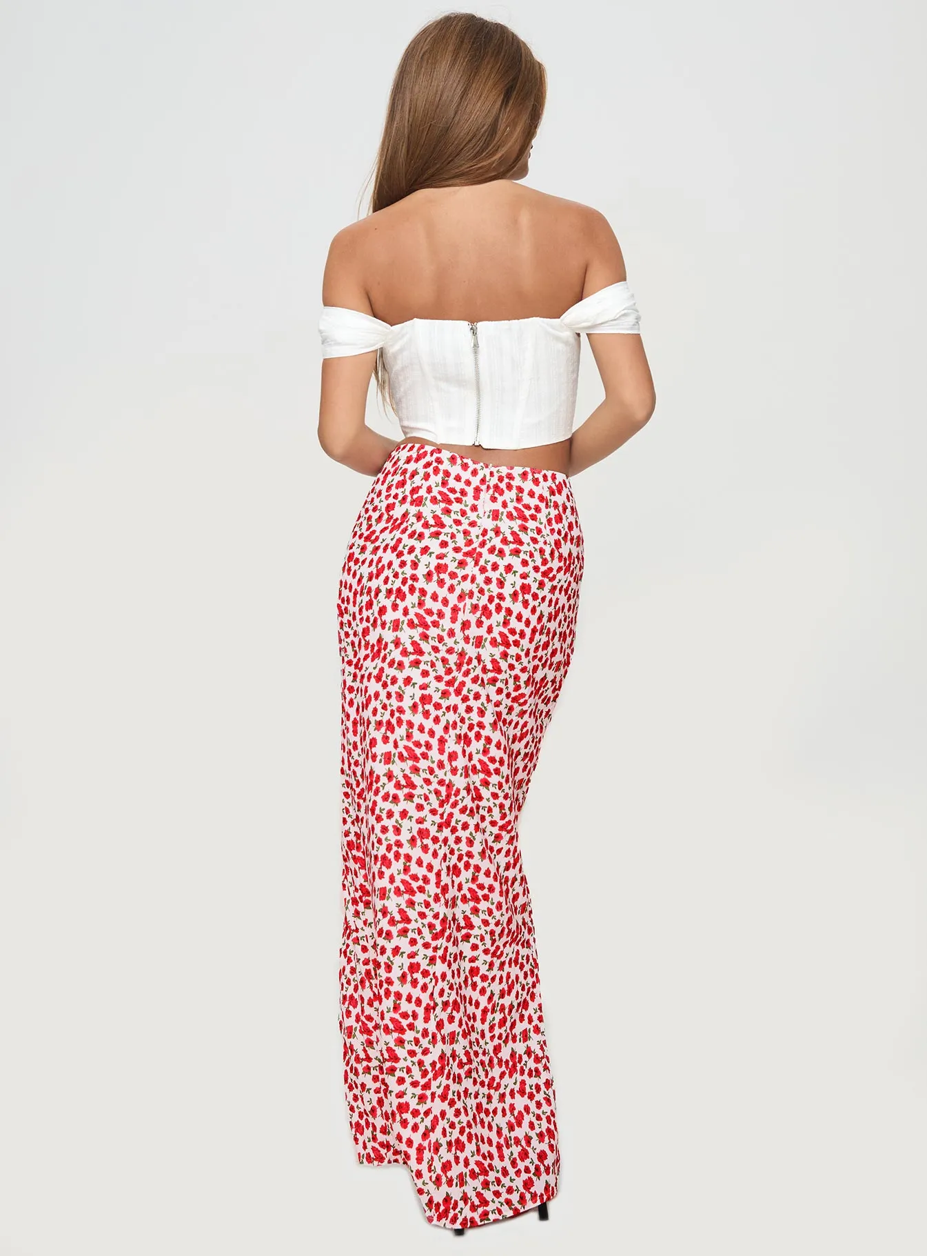 Octalie Maxi Skirt Red Floral