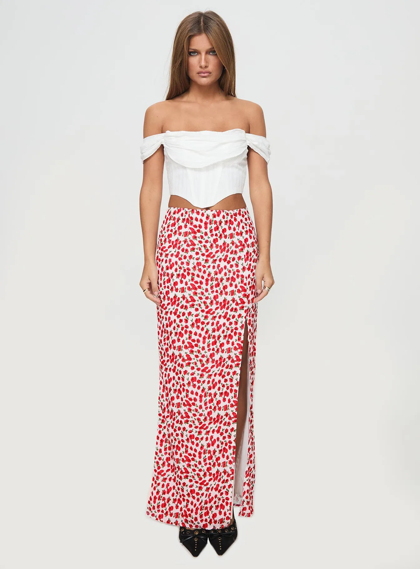 Octalie Maxi Skirt Red Floral