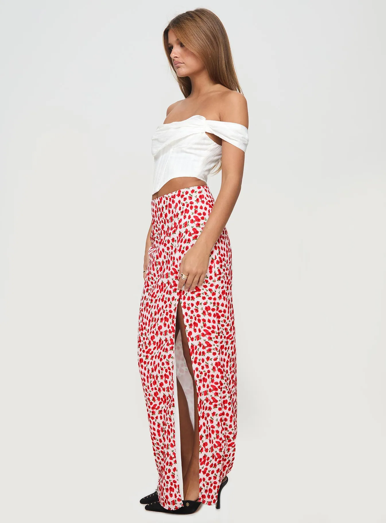 Octalie Maxi Skirt Red Floral