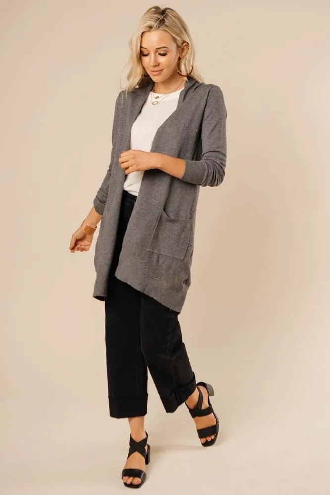 Open Sesame Knit Cardigan in Charcoal