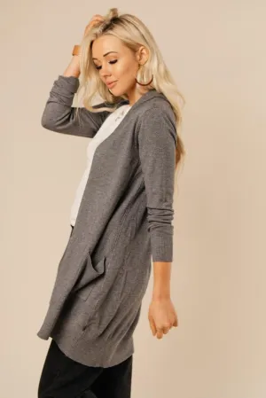 Open Sesame Knit Cardigan in Charcoal