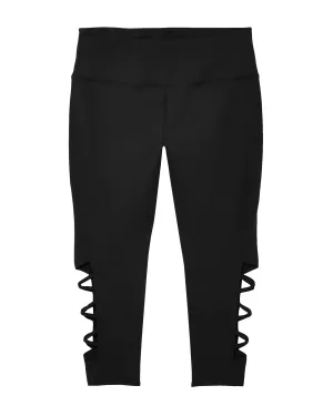 Penn Capri Tights with Mesh Cutout Details | Black