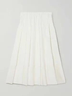 Pleated woven midi skirt