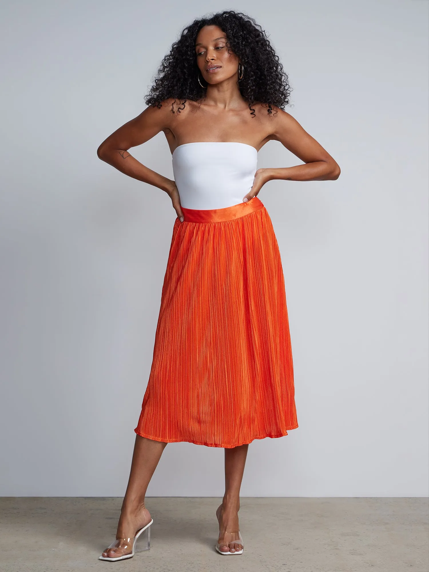 Plisse Midi Skirt