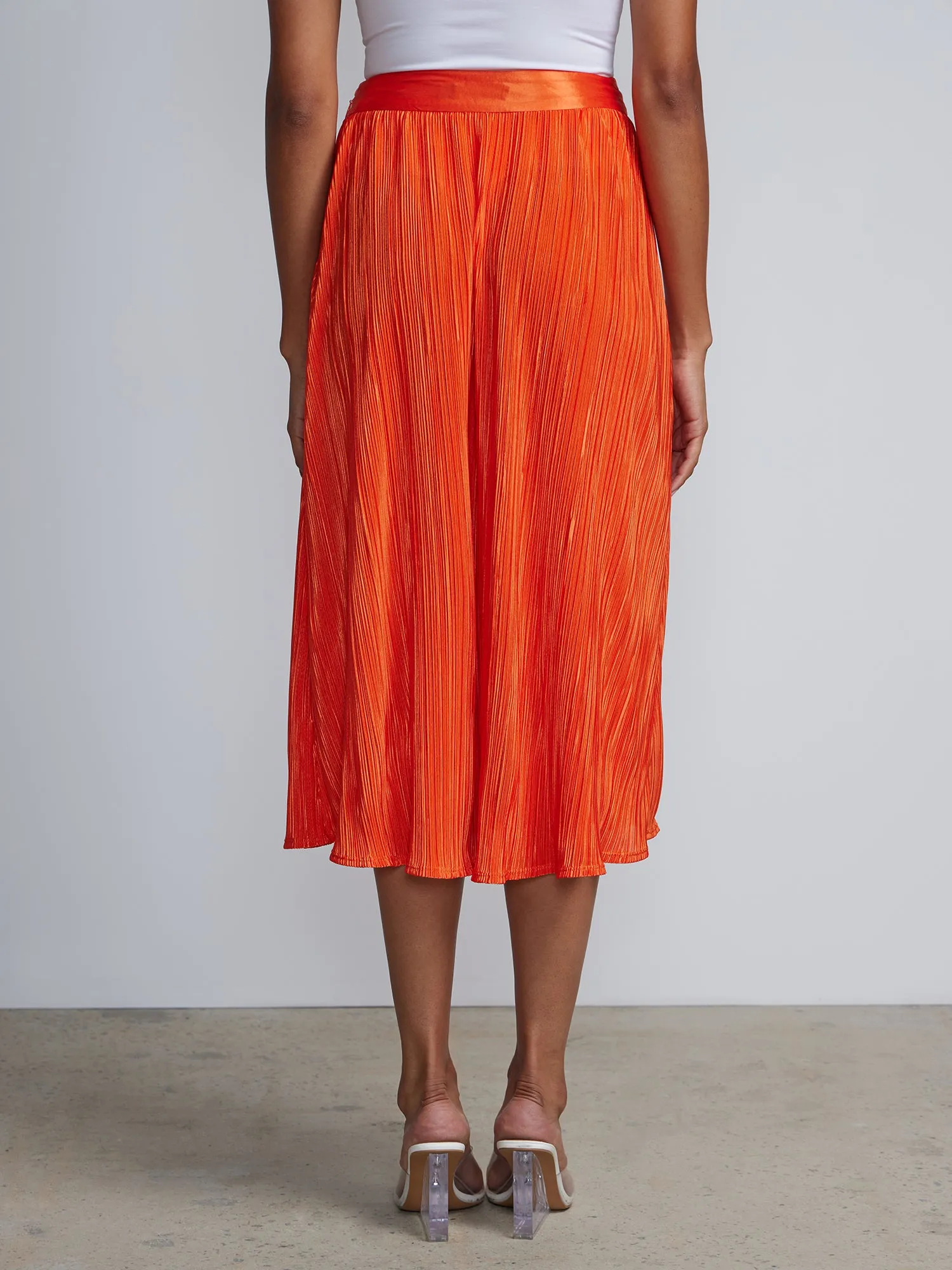 Plisse Midi Skirt