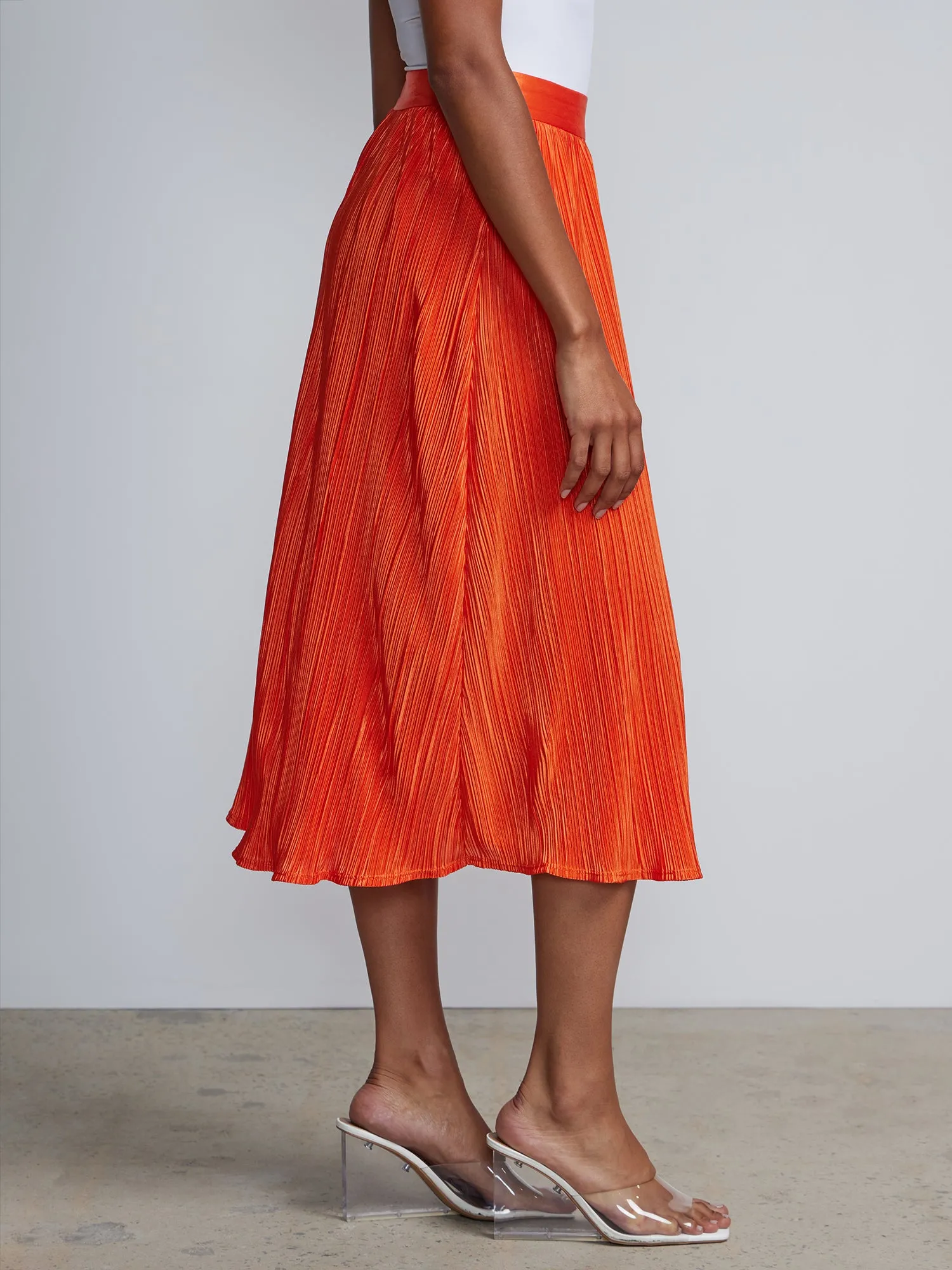 Plisse Midi Skirt