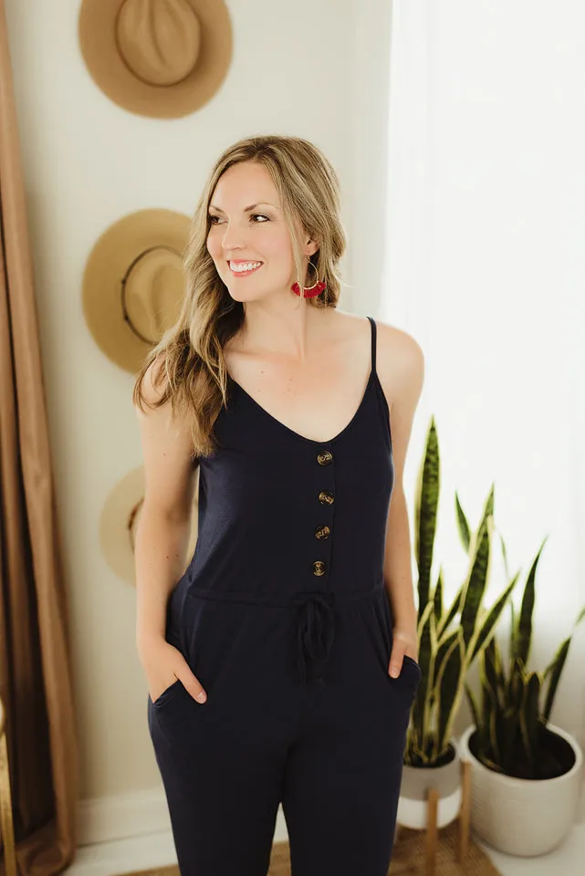 Pocketed Knit Jumpsuit