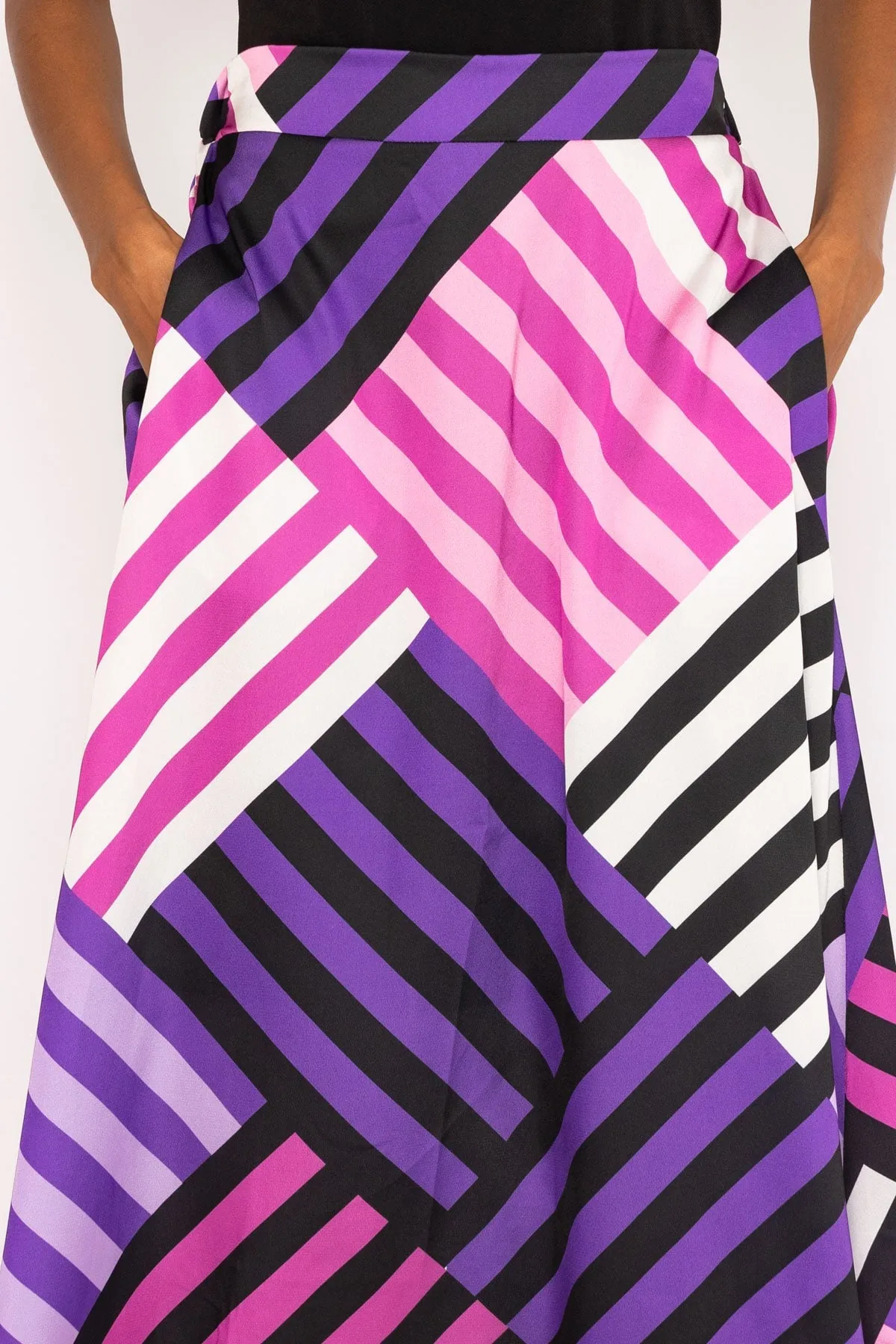 Purple Sateen Midi Skirt