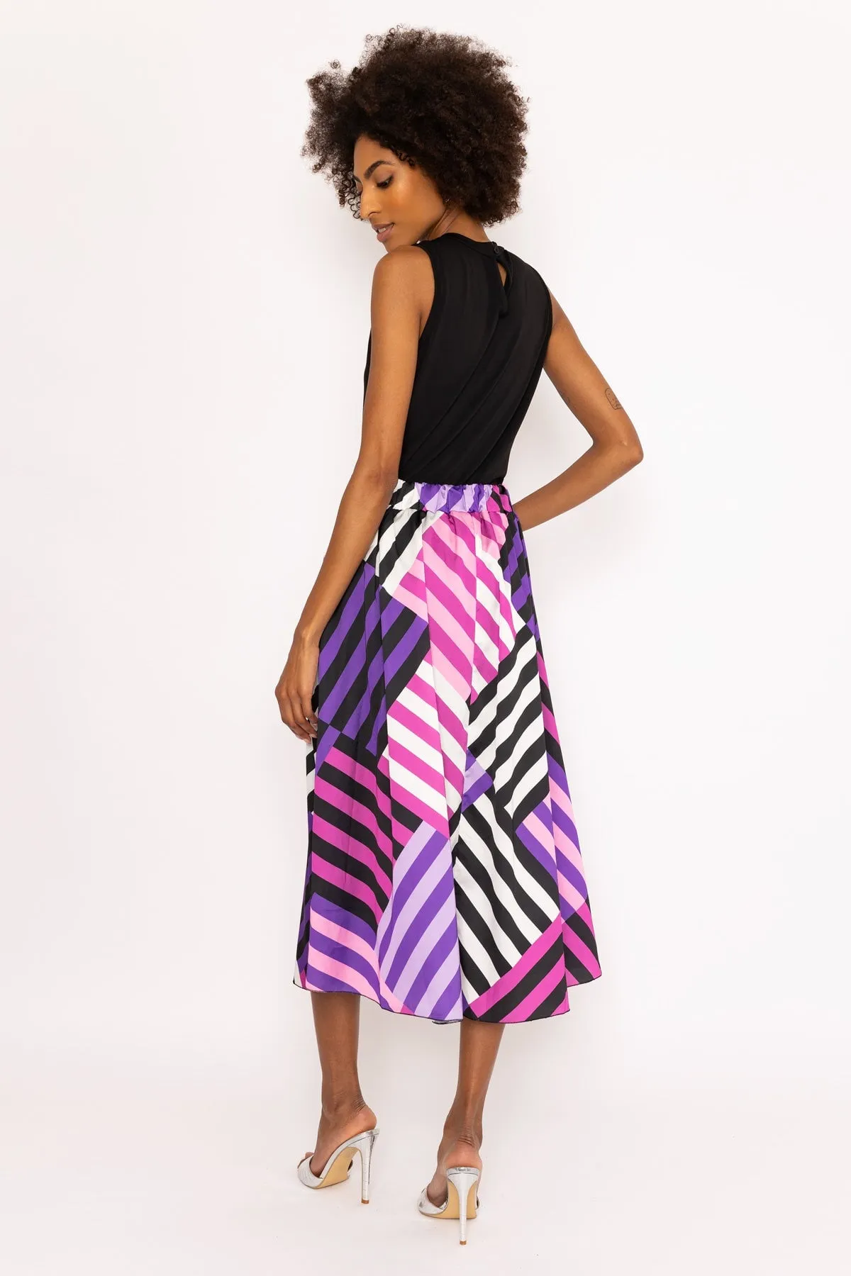 Purple Sateen Midi Skirt