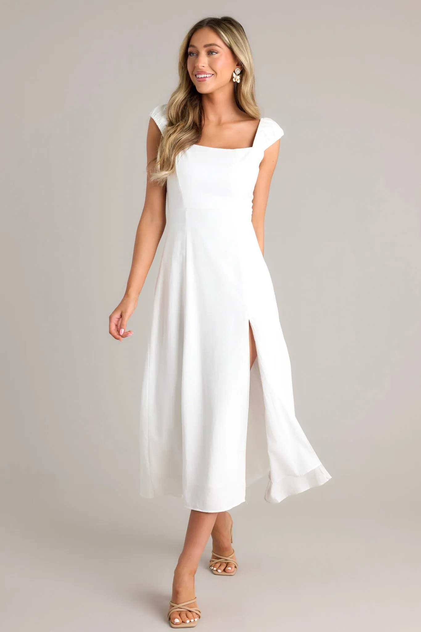 Radiant Reverie White Midi Dress