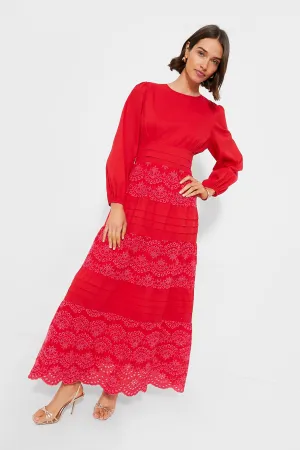 Red Eyelet Lola Maxi Dress