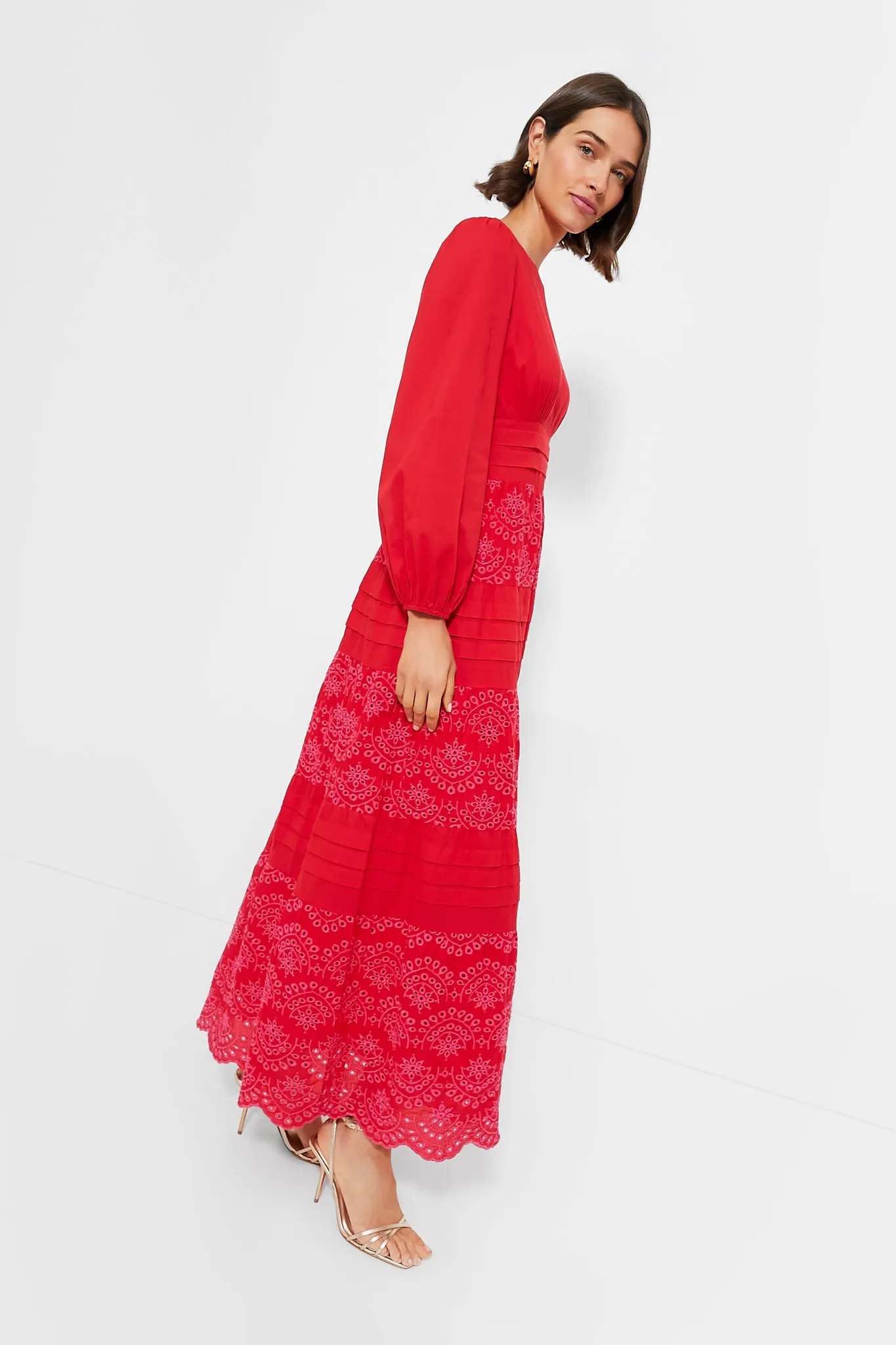 Red Eyelet Lola Maxi Dress