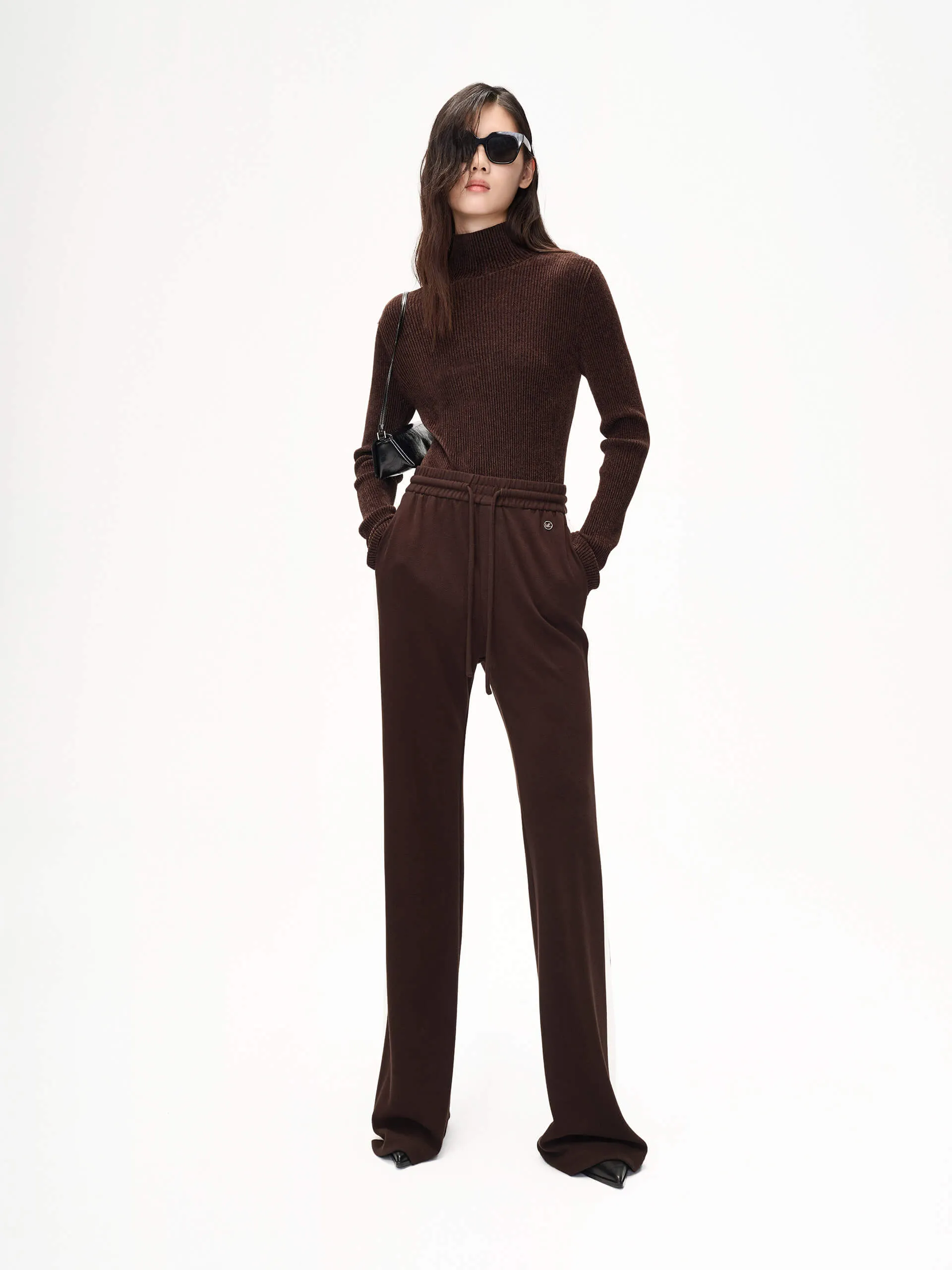 Ribbed Texture Turtleneck Top