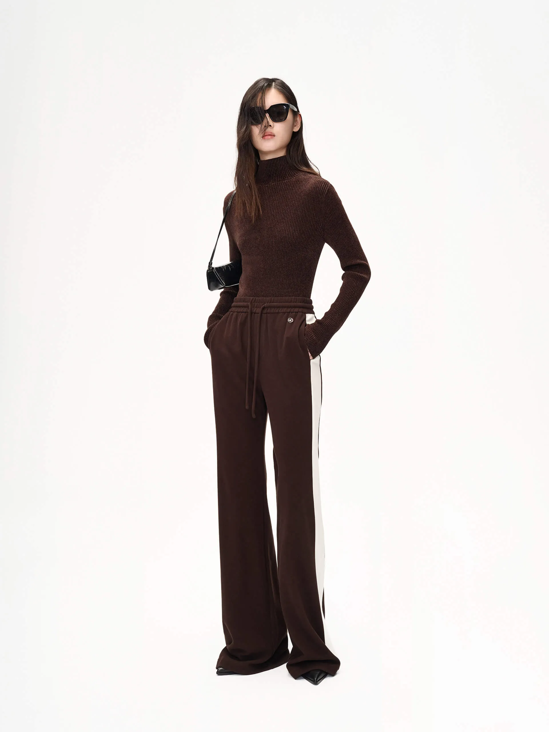 Ribbed Texture Turtleneck Top
