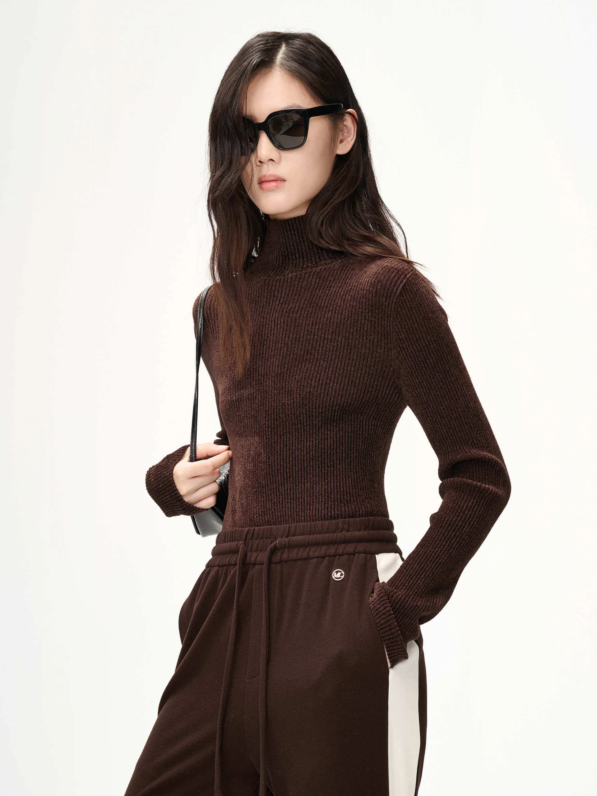 Ribbed Texture Turtleneck Top