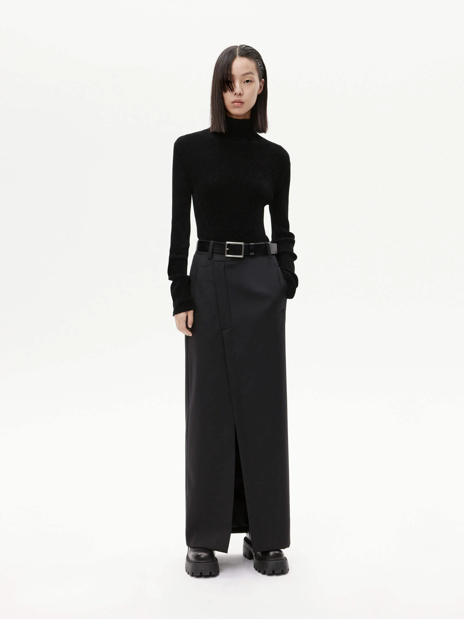 Ribbed Texture Turtleneck Top