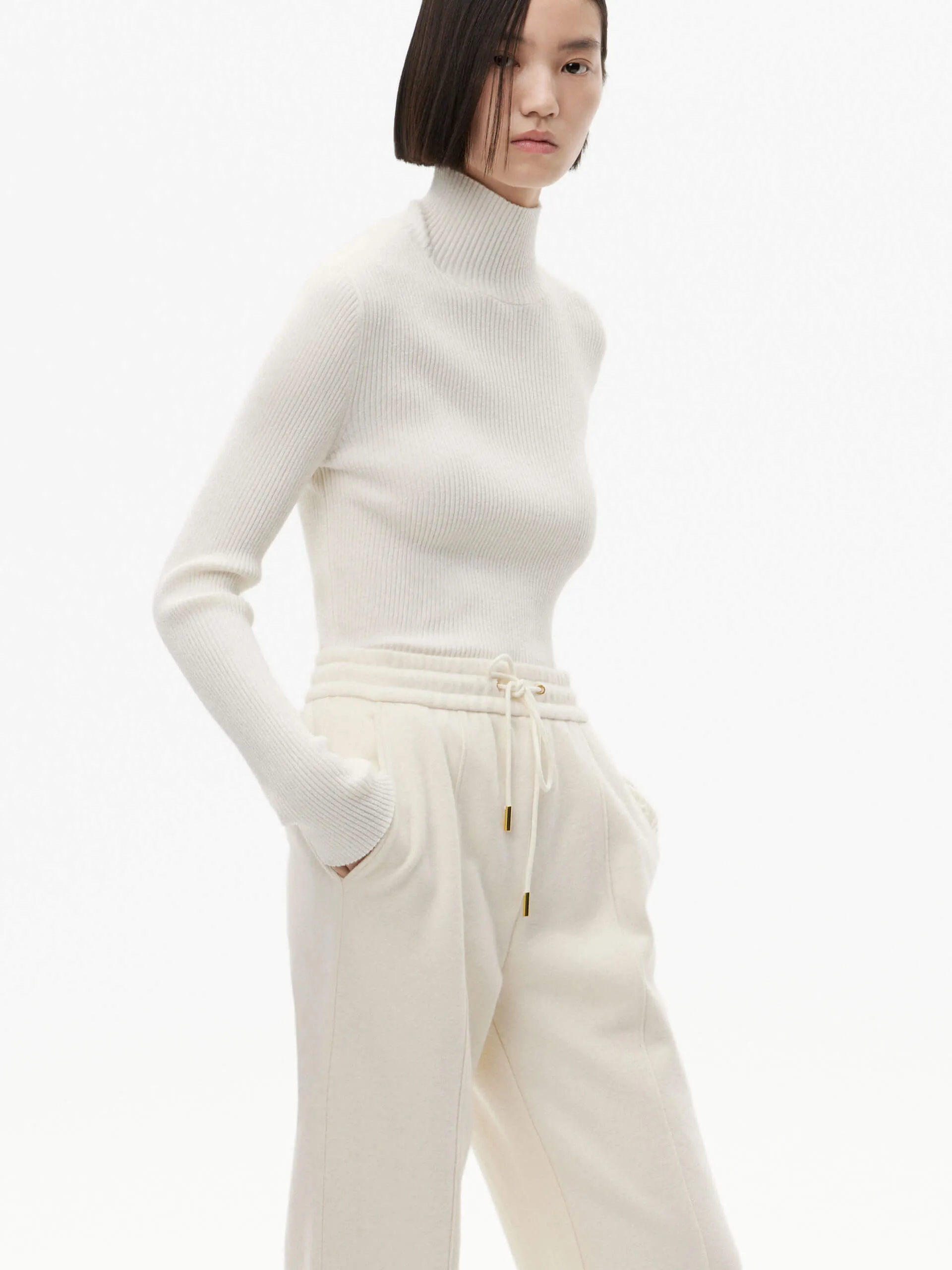 Ribbed Texture Turtleneck Top