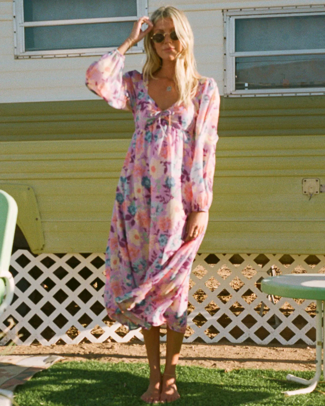 Salty Blonde x Billabong Paradise Love L/S Midi Dress