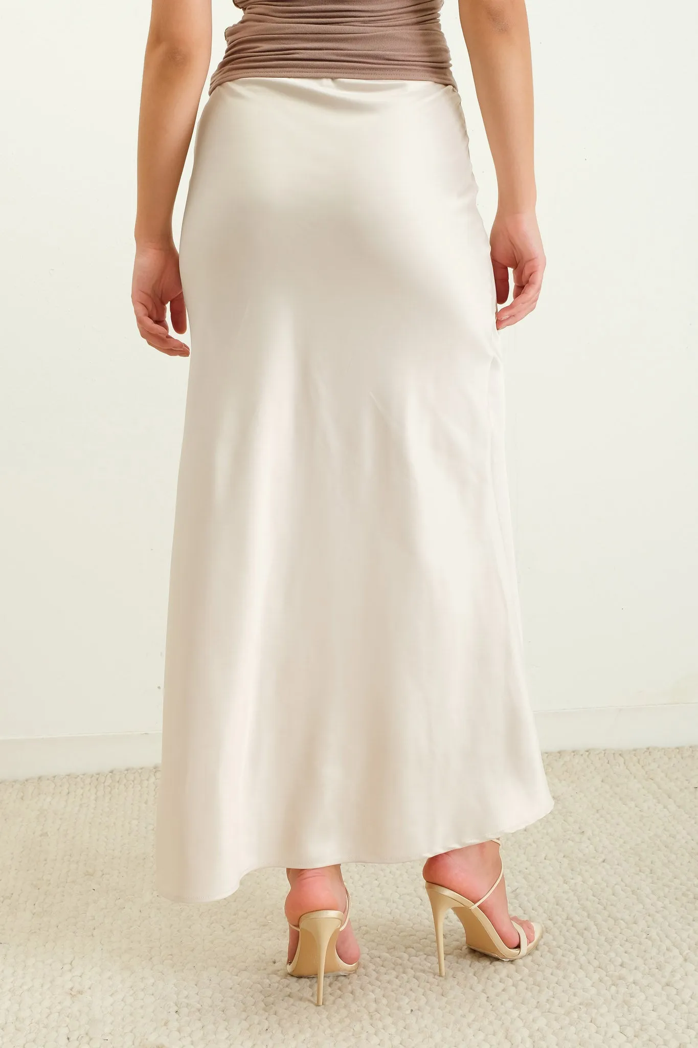 SATIN SLIP MIDI SKIRT