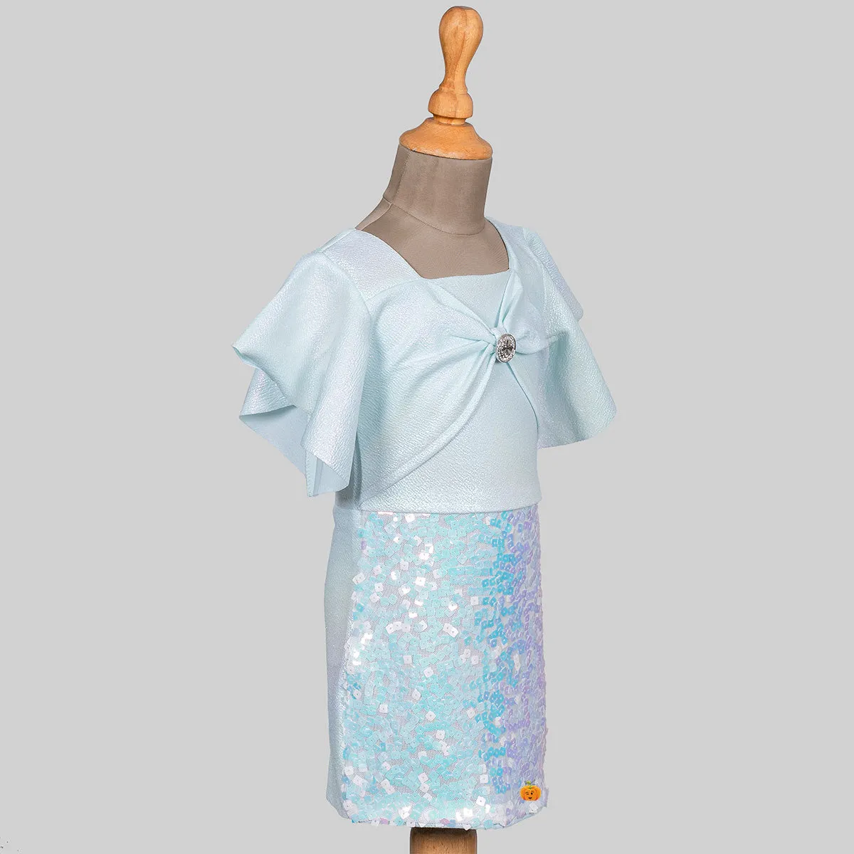Sea Green & Pink Girls Midi with Bag
