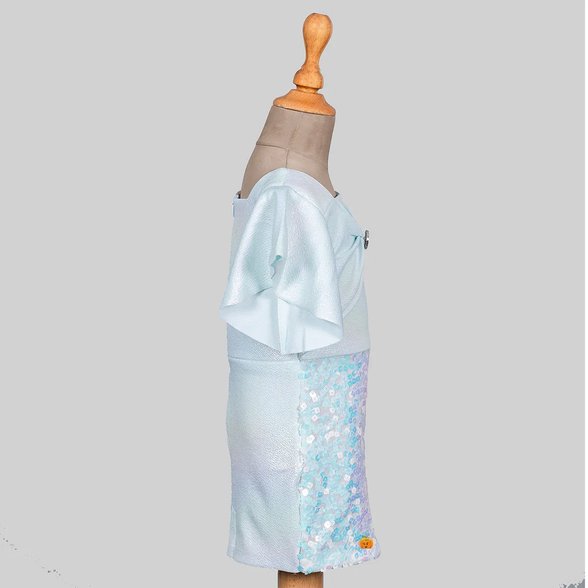 Sea Green & Pink Girls Midi with Bag