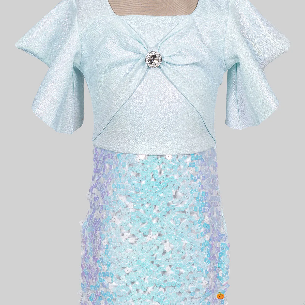 Sea Green & Pink Girls Midi with Bag