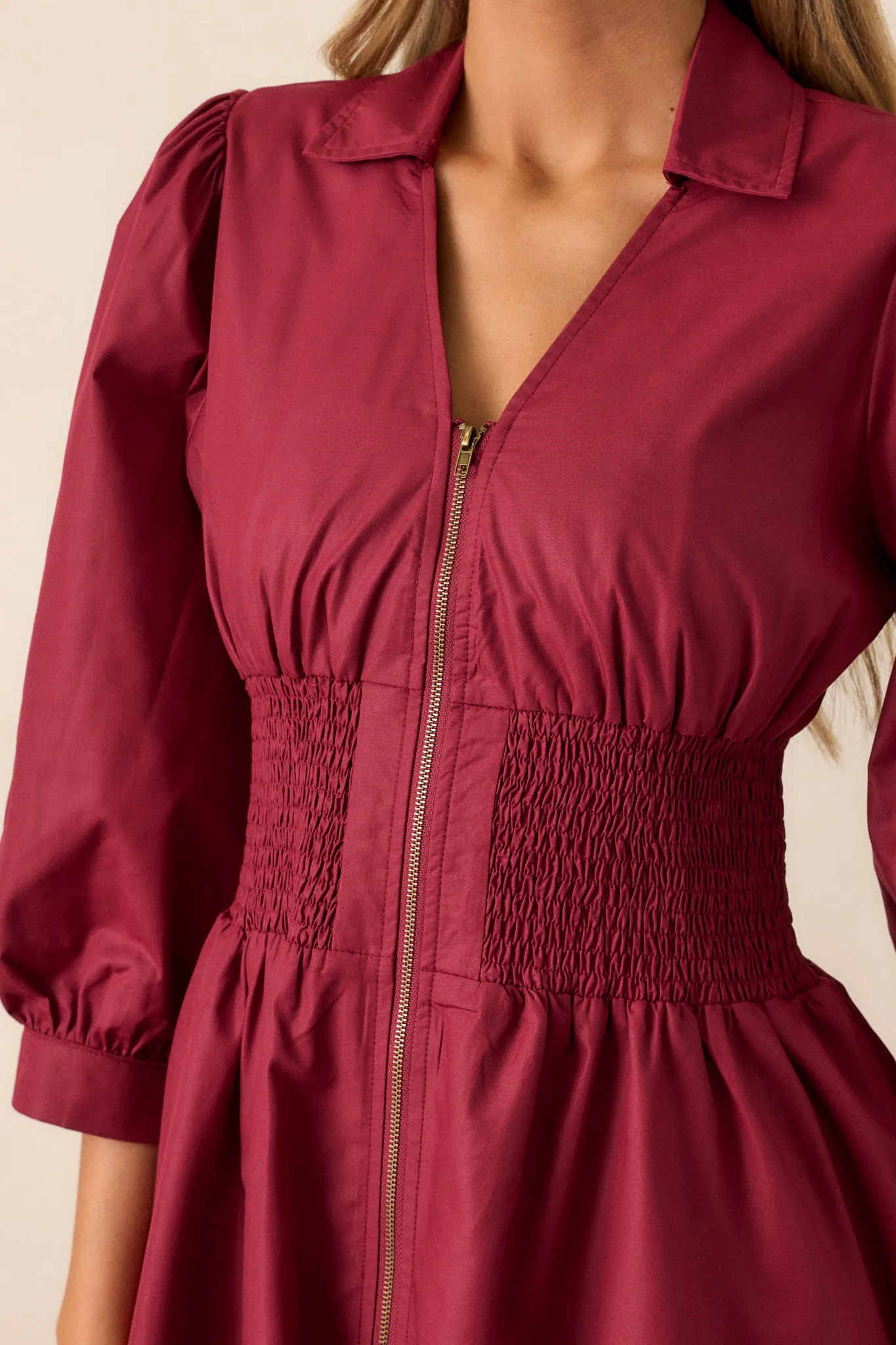Shift in Perspective Dark Sangria Midi Dress